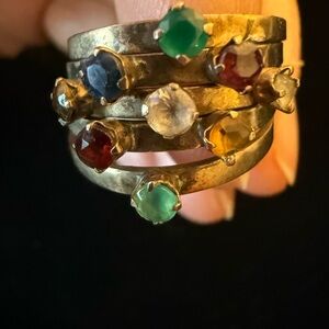 Elegant Multi-Stone Gold Ring Set